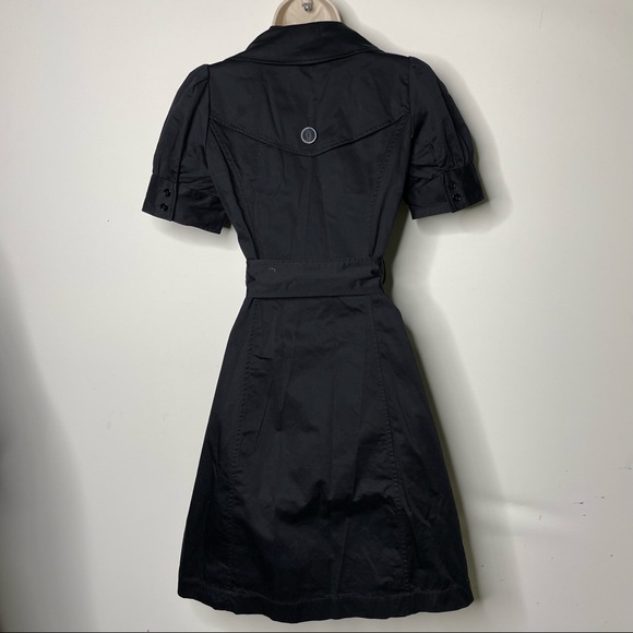 Club Monaco black trench Style button front short sleeve Dress size 2 - Picture 4 of 5